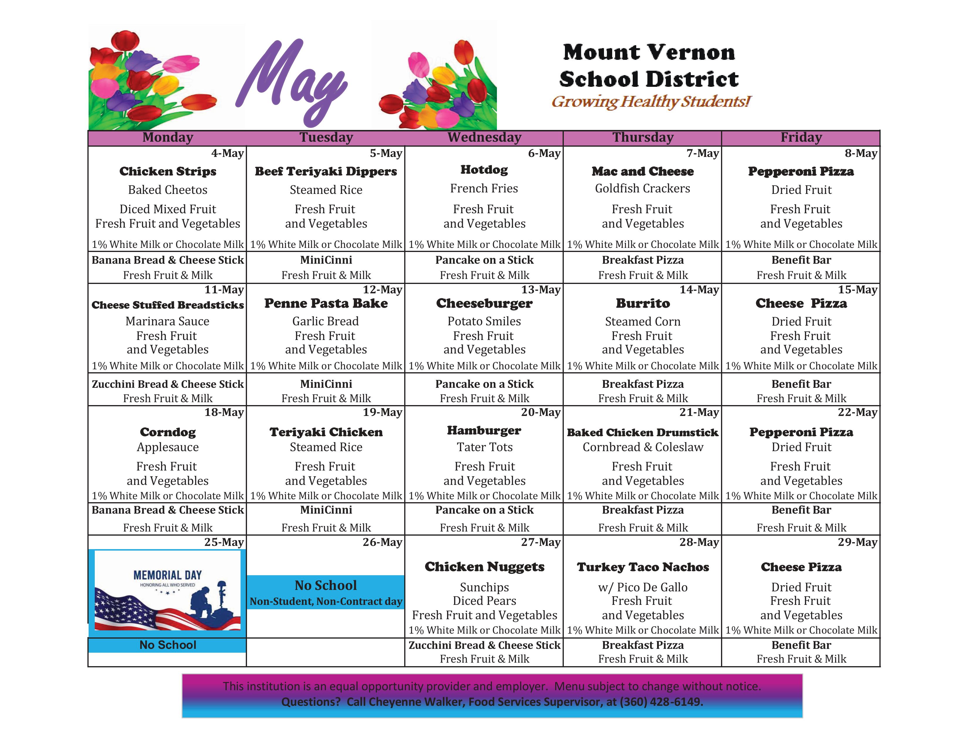 May Lunch Menu