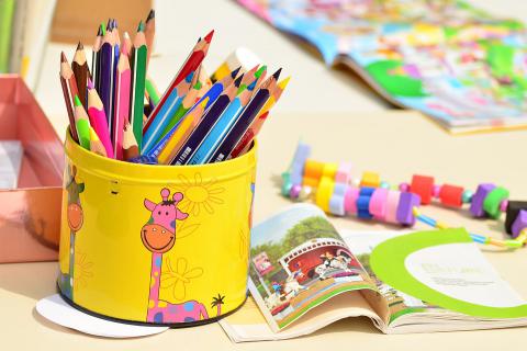 Colorful art supplies.